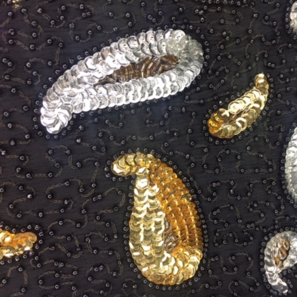 VINTAGE Sequin & Beaded Silk High-Low Long Top - Picture 5 of 8